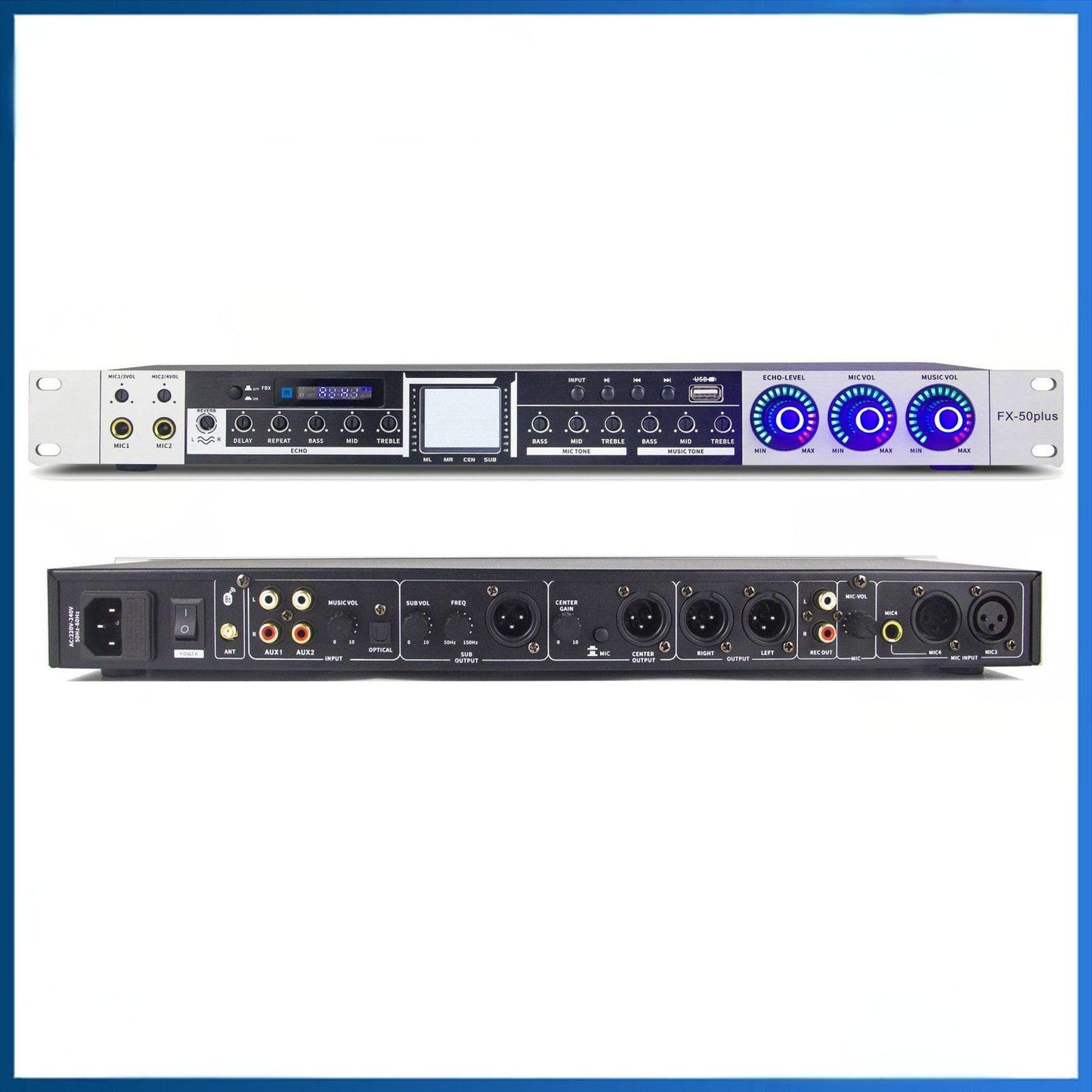 專業級前級效果器藍牙USB家用舞台回饋抑制防嘯叫處理器