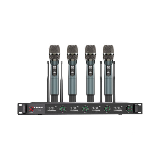 一拖四無線麥克風真U段舞台專業演出會議家用娛樂K歌動圈式麥克風