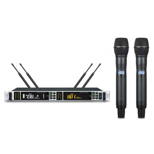 專業無線麥克風一拖二真分集防嘯叫家用KTV戶外舞台婚禮表演麥克風